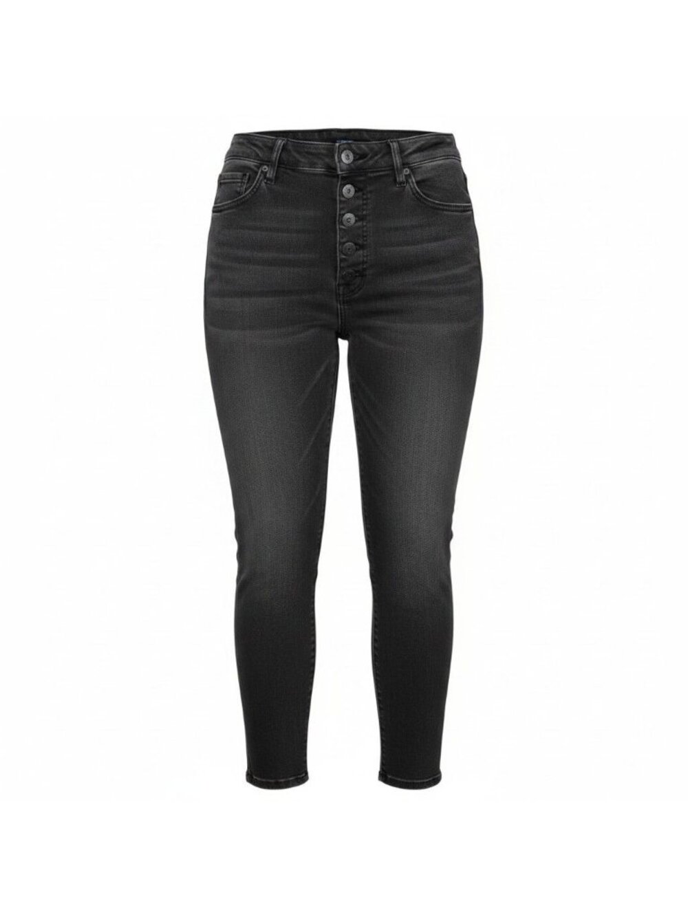 Old Navy Rockstar Jeans Women 14 Black Extra High Rise Button Fly Skinny Raw Hem